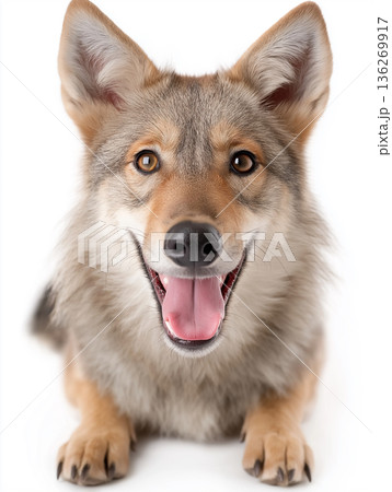 Adorable Czechoslovakian wolfdog posing with playful eyes for a cheerful indoor photography session Adorable Czechoslovakian wolfdog posing with playful eyes for a cheerful indoor photography session 136269917