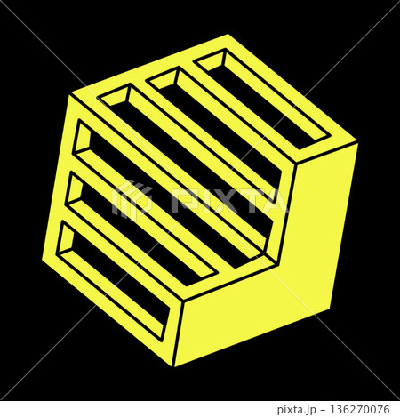 Optical illusion objects. Impossible hexagon. Line design. Impossible shapes. Optical art. Escher paradox. Geometry.  136270076