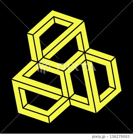 Impossible optical illusion shapes. Optical art object. Escher style. Impossible figures. Sacred geometry.  136270083