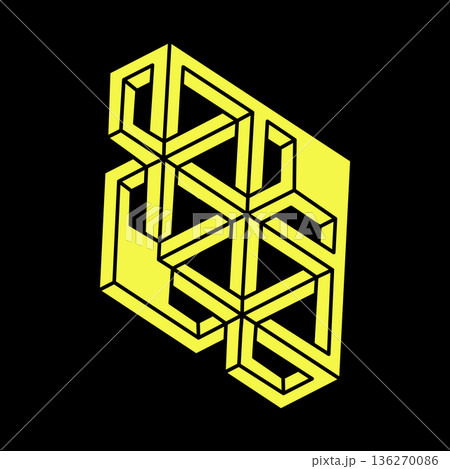 Optical illusion objects. Impossible shapes logo design. Optical art figures. Geometry. Escher style.  136270086