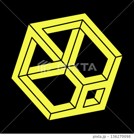 Impossible optical illusion shapes. Optical art object. Impossible figures. Line art. Geometry. Escher style.  136270098