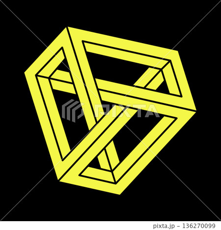 Impossible shape, optical illusion, vector. Optical art objects. Geometric figure. Escher style.  136270099