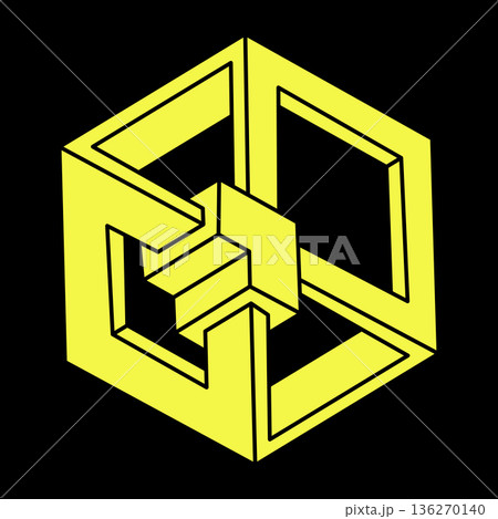 Optical illusion. Impossible shapes, vector. Escher paradox. Optical art object. Geometric figures. Optical illusion. Impossible shapes, vector. Escher paradox. Optical art object. Geometric figures. 136270140