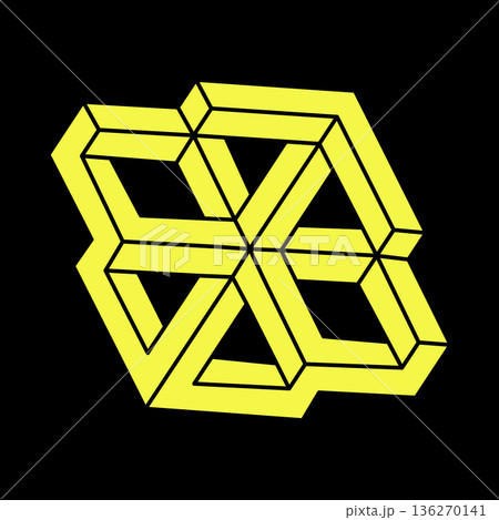 Impossible optical illusion shapes. Escher paradox. Optical art objects. Impossible figures. Line art. Impossible optical illusion shapes. Escher paradox. Optical art objects. Impossible figures. Line art. 136270141