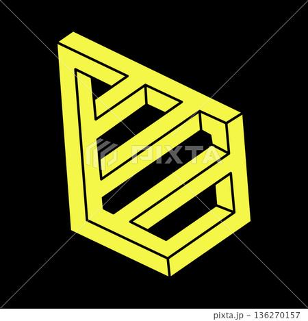 Impossible shapes. Line design. Isolated on a black background. Vector illustration. Optical illusion objects. Optical art. Geometry. Escher paradox. 136270157