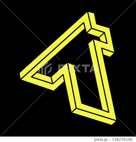 Optical illusion. Abstract eternal geometric object. Impossible endless outline. Line art. Optical art. Impossible geometry shape on a black background. Escher style. Optical illusion. Abstract eternal geometric object. Impossible endless outline. Line art. Optical art. Impossible geometry shape on a black background. Escher style. 136270186