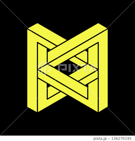 Impossible optical illusion shapes. Optical art object. Sacred geometry. Impossible figures. Line art. Escher style.  136270195