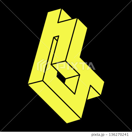 Optical illusion shapes. Optical art object. Escher style. Impossible figures. Geometry.  136270241