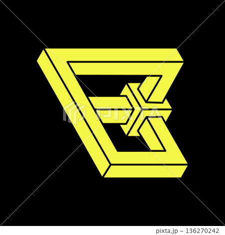 Escher style. Impossible optical illusion shapes. Op art object. Impossible figures. Line art. Geometry. Escher style. Impossible optical illusion shapes. Op art object. Impossible figures. Line art. Geometry. 136270242