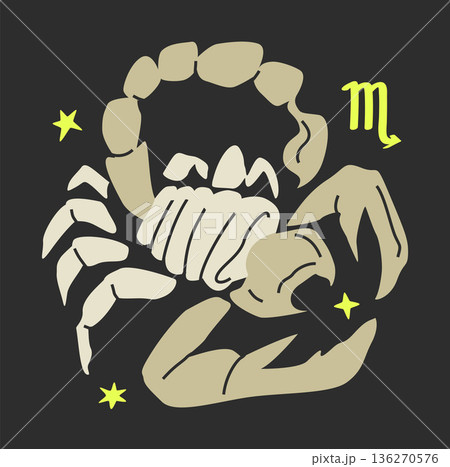 Scorpio horoscope symbol. Flat and lines astrological design Scorpio horoscope symbol. Flat and lines astrological design 136270576