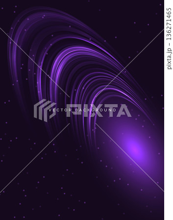 Dotted purple glowing curve lines onverlapping on dark background. 136271465