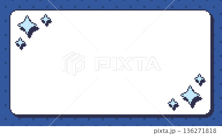 ドット絵　鮮やかでかわいい背景装飾　きらきらのあしらい　フレーム　ピクセル 136271818
