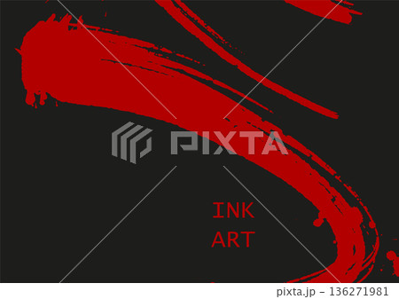 Abstract Red Ink Brush Strokes Art on Black Abstract Red Ink Brush Strokes Art on Black 136271981