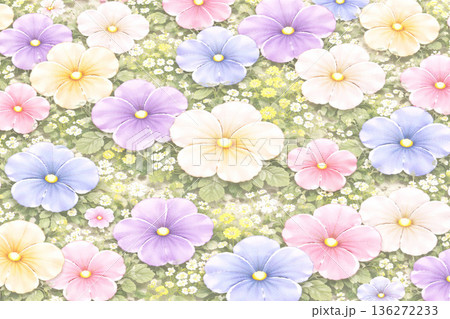 パンジーシリーズ：画面を縁取るパンジーの華やかフレーム 136272233