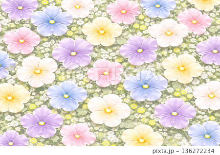 パンジーシリーズ：霧の中から現れる神秘的なパンジー 136272234