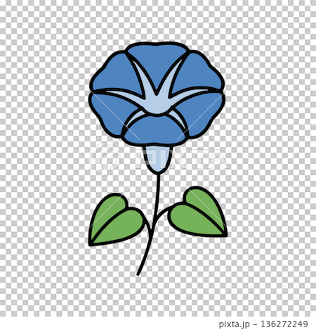 シンプルな朝顔のカラーアイコン　ブルー 136272249