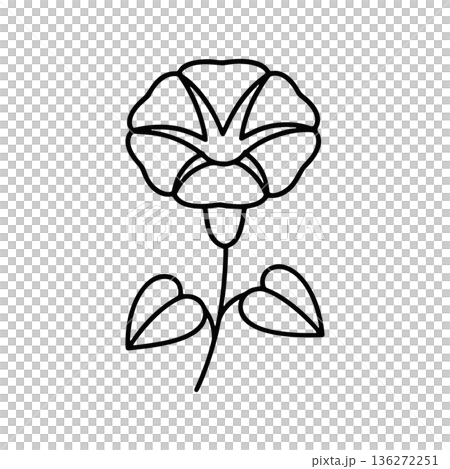 簡單的牽牛花線條畫圖標 136272251