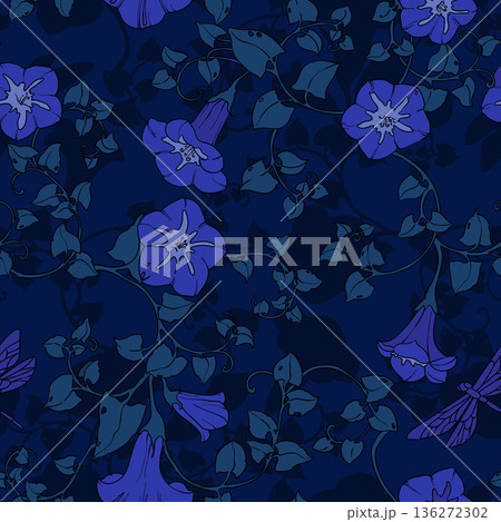 Seamless pattern curly bindweed flowers. Floral vector color illustration. Seamless pattern curly bindweed flowers. Floral vector color illustration. 136272302