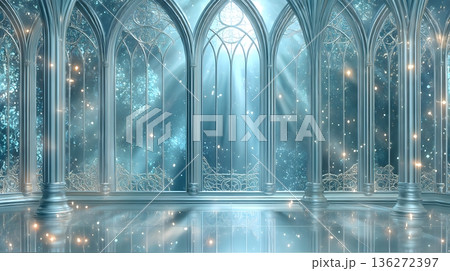 光が差し込む幻想的なゴシック回廊 136272397