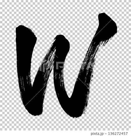 Capital letter "W", calligraphy brush lettering, alpha channel Capital letter "W", calligraphy brush lettering, alpha channel 136272457