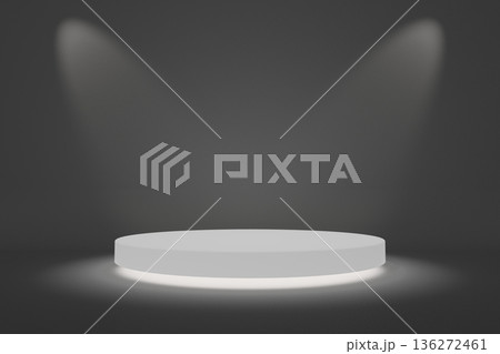 Empty white round podium or modern platform 136272461