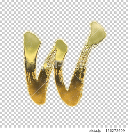 金色書法大寫字母“W”，透明頻道 136272609