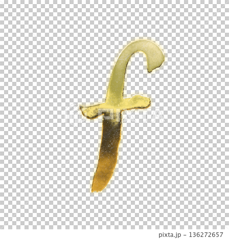 Golden brush stroke lowercase letter "f" with alpha channel 136272657