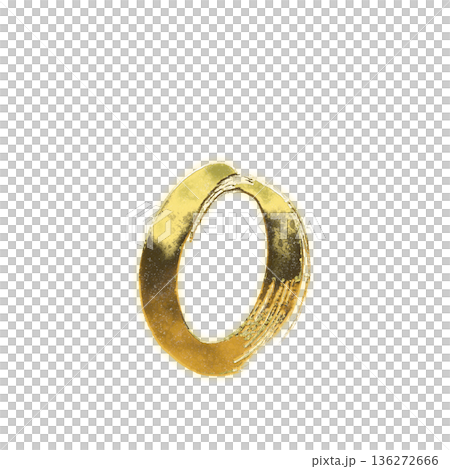 金色筆觸小寫字母“o”,帶透明通道 金色筆觸小寫字母“o”,帶透明通道 136272666