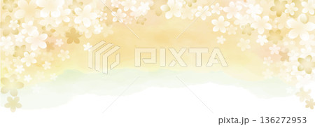 高級感のある水彩桜背景 淡い金色グラデーションの和風イラスト 高級感のある水彩桜背景 淡い金色グラデーションの和風イラスト 136272953