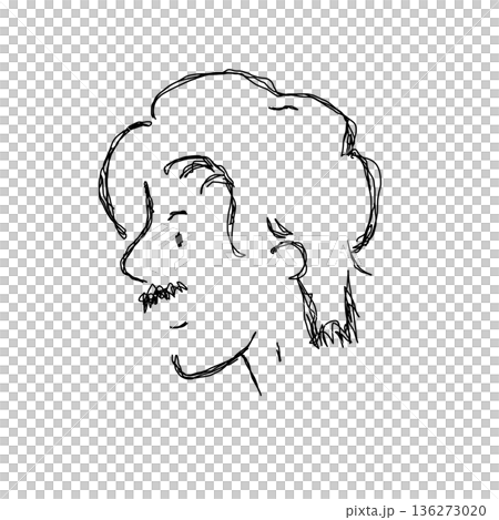 Simple line drawing portrait of a young mustachioed man in profile Simple line drawing portrait of a young mustachioed man in profile 136273020