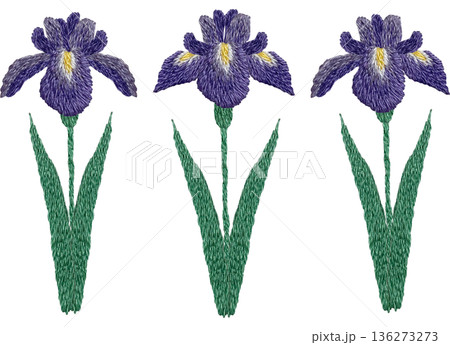 【菖蒲の花セット】手刺繍イラスト素材 【菖蒲の花セット】手刺繍イラスト素材 136273273