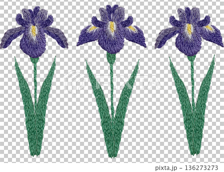 【菖蒲の花セット】手刺繍イラスト素材 【菖蒲の花セット】手刺繍イラスト素材 136273273