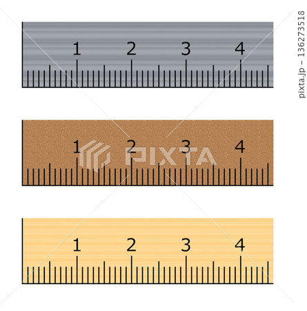 ミリ単位で計測できる定規のメモリを拡大表示したイラスト 136273518