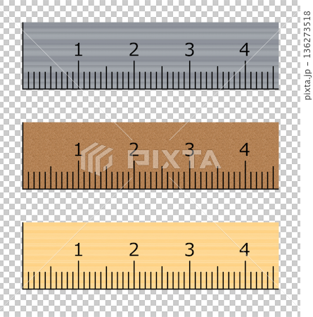 ミリ単位で計測できる定規のメモリを拡大表示したイラスト 136273518