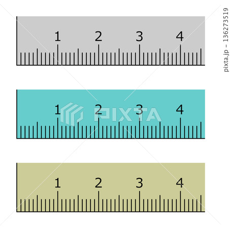 ミリ単位で計測できる定規のメモリを拡大表示したイラスト 136273519