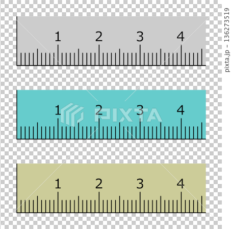 ミリ単位で計測できる定規のメモリを拡大表示したイラスト 136273519