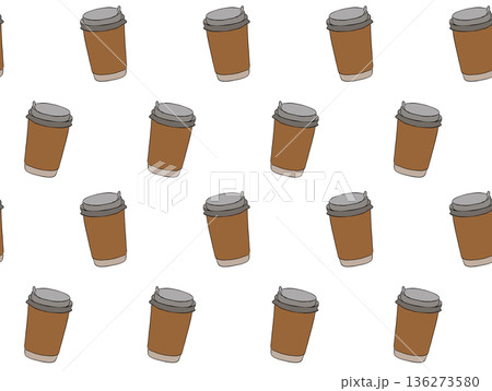 Takeaway disposable coffee cup Cafe seamless pattern. hand drawn illustration. Vector graphic line ink colored art. background for banners, print for fabric, labels, t-shirt printing. Takeaway disposable coffee cup Cafe seamless pattern. hand drawn illustration. Vector graphic line ink colored art. background for banners, print for fabric, labels, t-shirt printing. 136273580