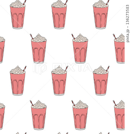 Milkshake cup Cafe seamless pattern. hand drawn illustration. Vector graphic line ink colored art. idea for a poster, postcard, t-shirt. Sample poster, invitation, holiday banner, postcard. Milkshake cup Cafe seamless pattern. hand drawn illustration. Vector graphic line ink colored art. idea for a poster, postcard, t-shirt. Sample poster, invitation, holiday banner, postcard. 136273583