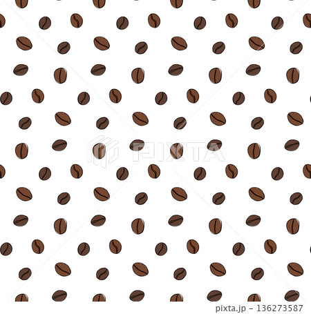 Vector coffee pattern with random beans. Cafe seamless pattern. hand drawn illustration. Vector graphic line ink colored art. coffee background. Coffee Beans Illustration for packaging. Vector coffee pattern with random beans. Cafe seamless pattern. hand drawn illustration. Vector graphic line ink colored art. coffee background. Coffee Beans Illustration for packaging. 136273587