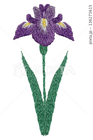 【菖蒲の花】手刺繍イラスト素材 【菖蒲の花】手刺繍イラスト素材 136273615