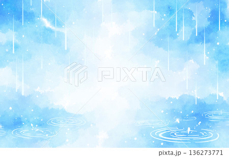 雨の日イメージの水彩にじみ背景 136273771