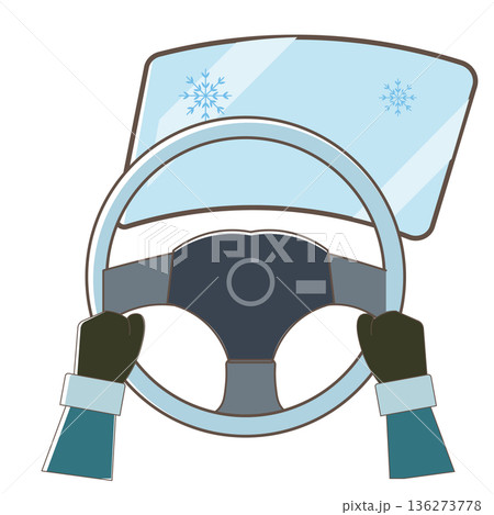 冬の車内 結露で曇った窓とハンドルのイラスト 冬の車内 結露で曇った窓とハンドルのイラスト 136273778