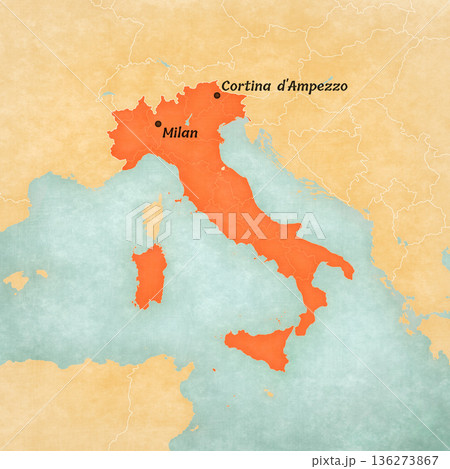 Map of Italy - Milan and Cortina d'Ampezzo Map of Italy - Milan and Cortina d'Ampezzo 136273867