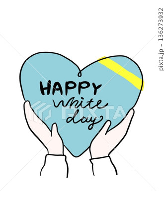 両手で渡すハートのホワイトデープレゼント 線画イラスト 両手で渡すハートのホワイトデープレゼント 線画イラスト 136273932