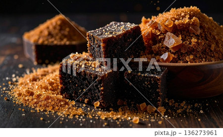深い黒色が美しい黒糖キューブ 136273961