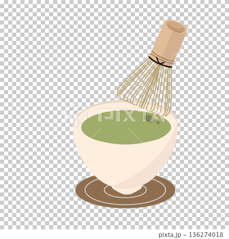 Making tea. Chasen and green tea. Vector illustration Making tea. Chasen and green tea. Vector illustration 136274018