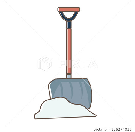 雪かき用スコップのスノーショベルのイラスト。ベクターイラスト	 136274019