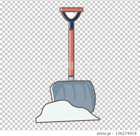 雪かき用スコップのスノーショベルのイラスト。ベクターイラスト	 136274019