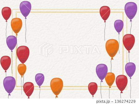 バルーン　三色　赤オレンジ紫 136274229