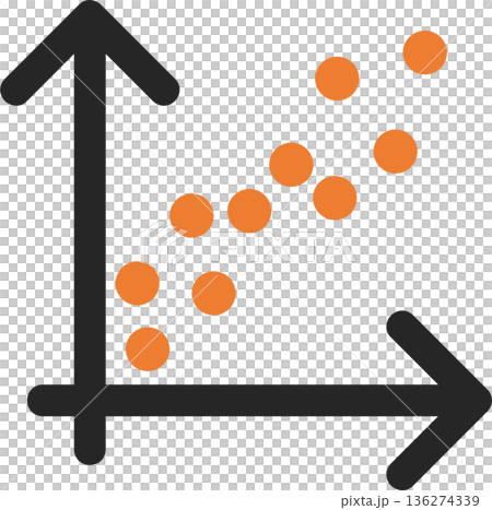Scatter diagram (correlation diagram) graphic illustration 136274339
